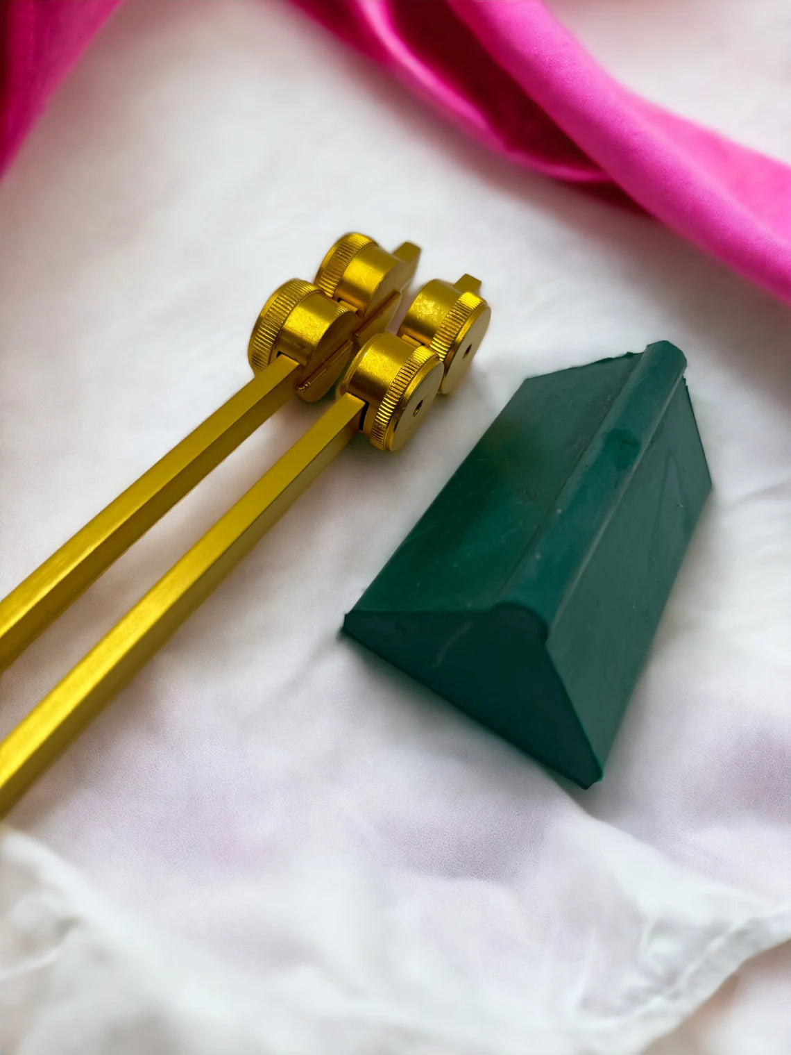 Kundalini Weighted Gold Tuning Fork with Attenuator and Activator includes Bag and Striker for Awakening Tantric Yoga Healing
