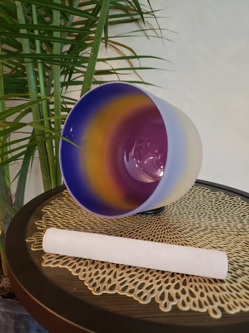 Perfect Pitch A note 7 inch 4th Octave Rainbow Crystal Singing Bowl with Striker and O-ring, Gift for her, Sound Healing and Meditation - Thecosmicaccess