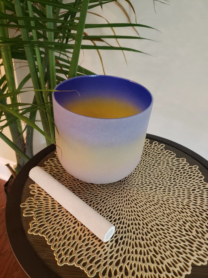 Perfect Pitch A note 7 inch 4th Octave Rainbow Crystal Singing Bowl with Striker and O-ring, Gift for her, Sound Healing and Meditation - Thecosmicaccess