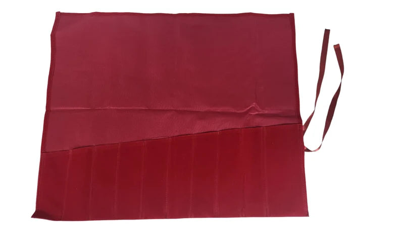 Cherry Red Color Tuning Fork Holds 9 Velvet Fabric Pouch Bag - Strong Stitching, Additional Striker Pocket - Thecosmicaccess