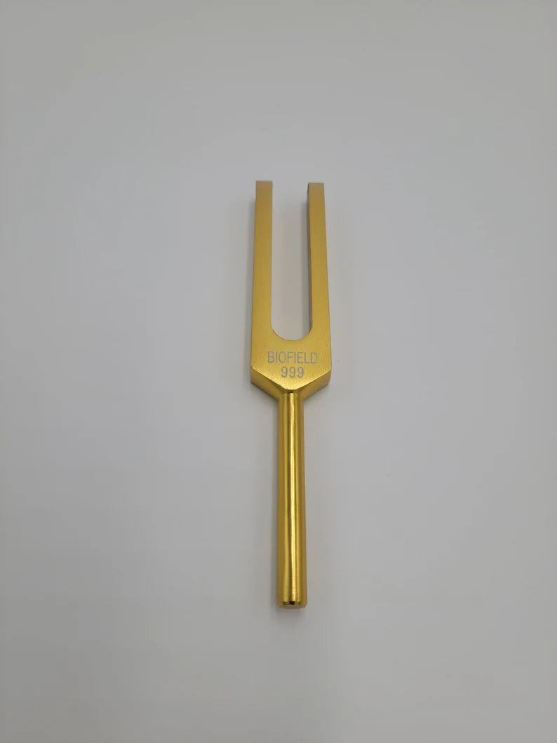 Gold Color Biofield 999Hz Tuning Fork with Bag and Striker | Harmonize Your Biofield and Amplify Sound Healing - Thecosmicaccess