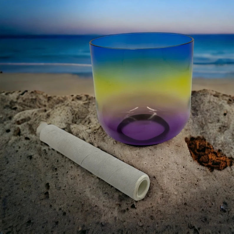 Harmony in Rainbow Hues: 440Hz 6" A Note Perfect Pitch Crystal Clear Singing Bowl - Unleash Vibrant Serenity - Thecosmicaccess