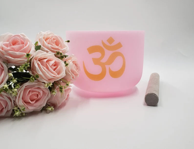 Sacred Harmony: 8" F Note Om Crystal Singing Bowl for Sound Healing and Meditation