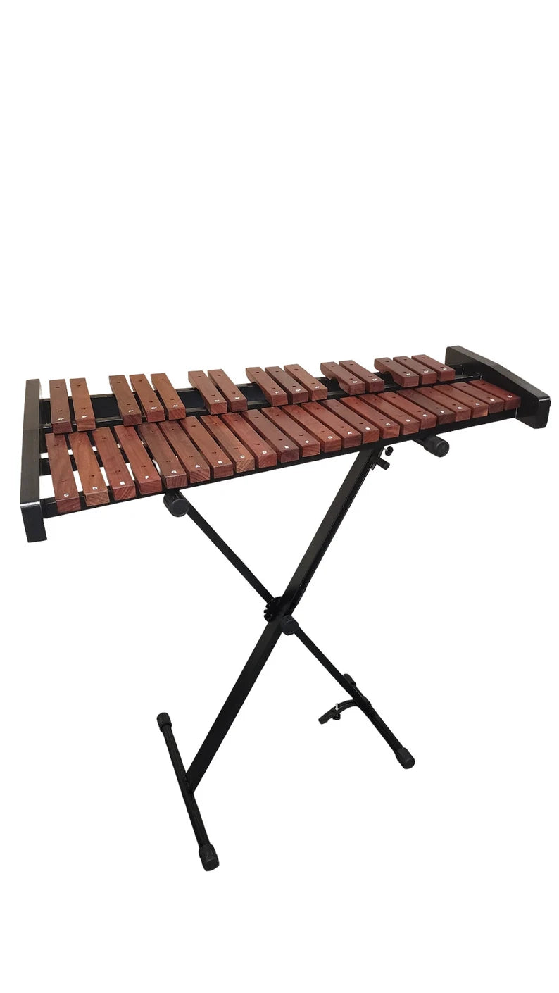 Professional-Grade 37 Note Red Wood Xylophone Percussion Set High Resonance Bell Kit with Stand Mallet and Bag
