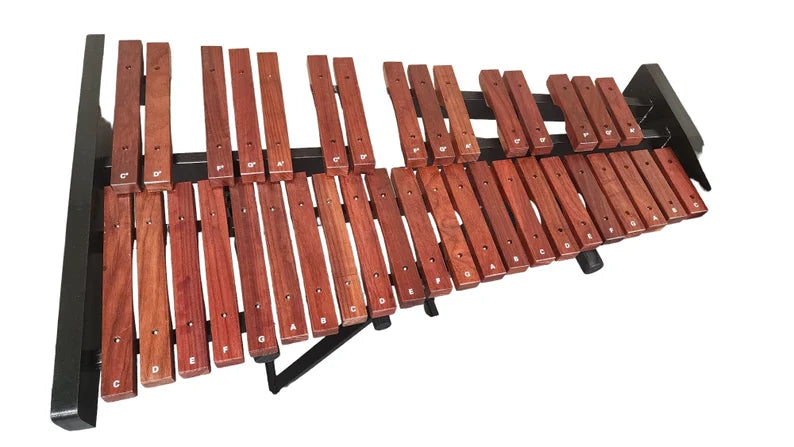 Professional-Grade 37 Note Red Wood Xylophone Percussion Set High Resonance Bell Kit with Stand Mallet and Bag