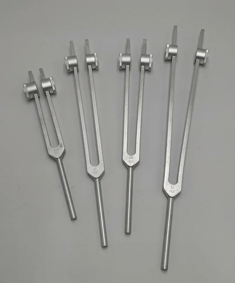 Professional Otto Tuners weighted 4 Tuning Forks 32Hz 48Hz 64Hz and 128Hz