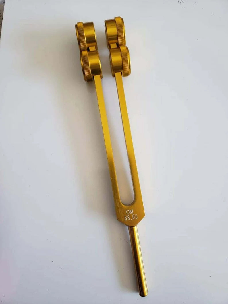 Low Om 68.05 Gold Color 9th Chakra Hz Weighted Tuning Fork