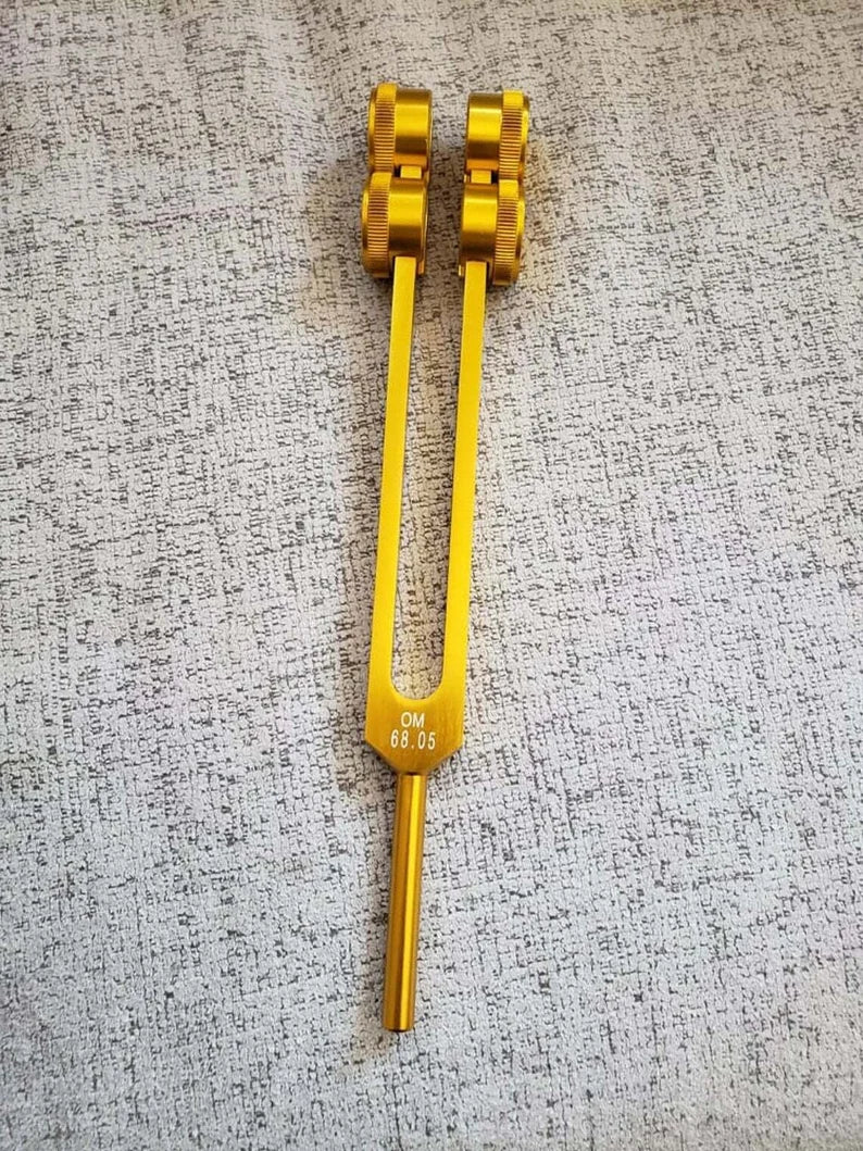 Low Om 68.05 Gold Color 9th Chakra Hz Weighted Tuning Fork