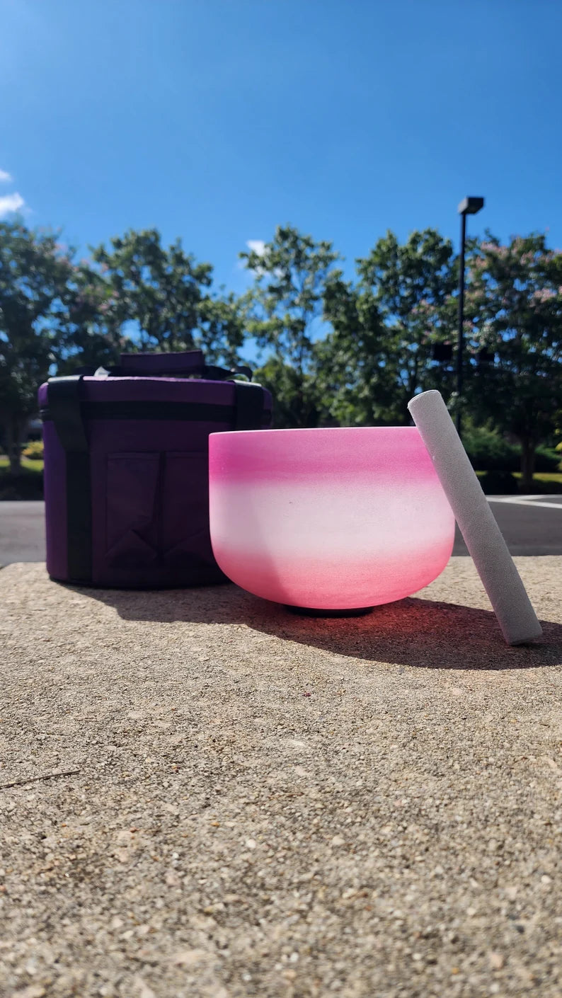 Perfect Pitch 432Hz F Note Heart Chakra Rainbow Crystal Singing Bowl, Padded Secure Case and Accessories Harmonious Serenity