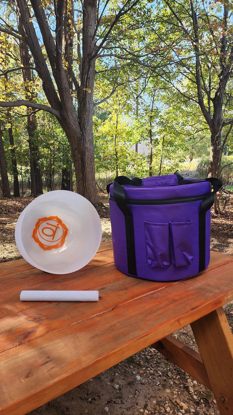 432Hz 11"D 9"F 8"G Set of 3 Inner Chakra Sign Crystal Singing Bowl Set with Padded Secure Case, Strikers, and O-rings
