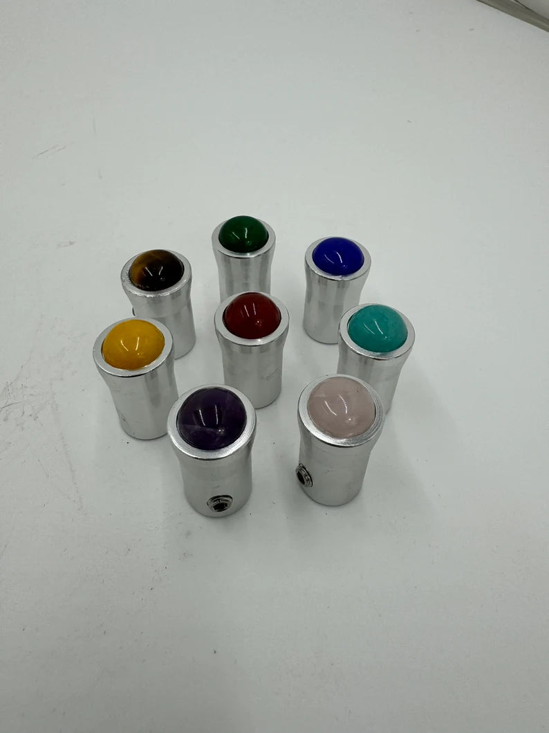 Chakra Tuning Forks Set of 8 with Gem Feet Extensions for Healing Comes with Individual bags and Strikers
