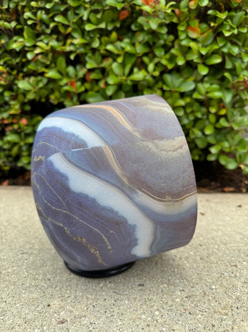 Echoes of Earth: Stone Pattern 432Hz 8"F Note Heart Chakra Crystal Singing Bowl with padded Secure Case, Striker and O-Ring