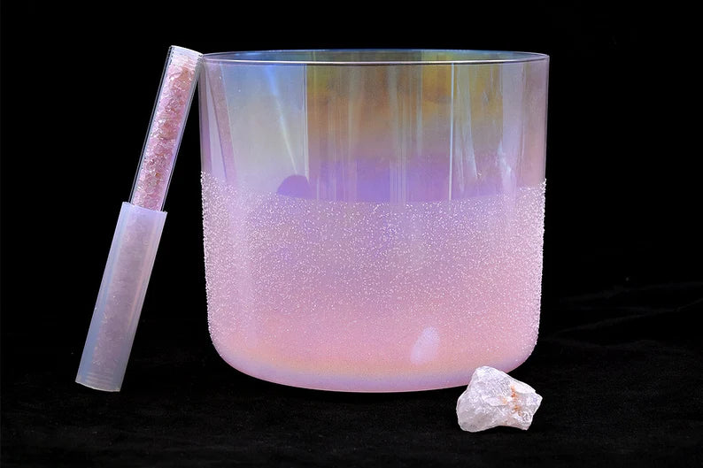 432hz Rare Gem Infused Set of 7 Chakra Crystal Singing Bowls Set Moldavite, Citrine, Amazonite, Pink Tourmaline, Lapis Lazuli and Selenite