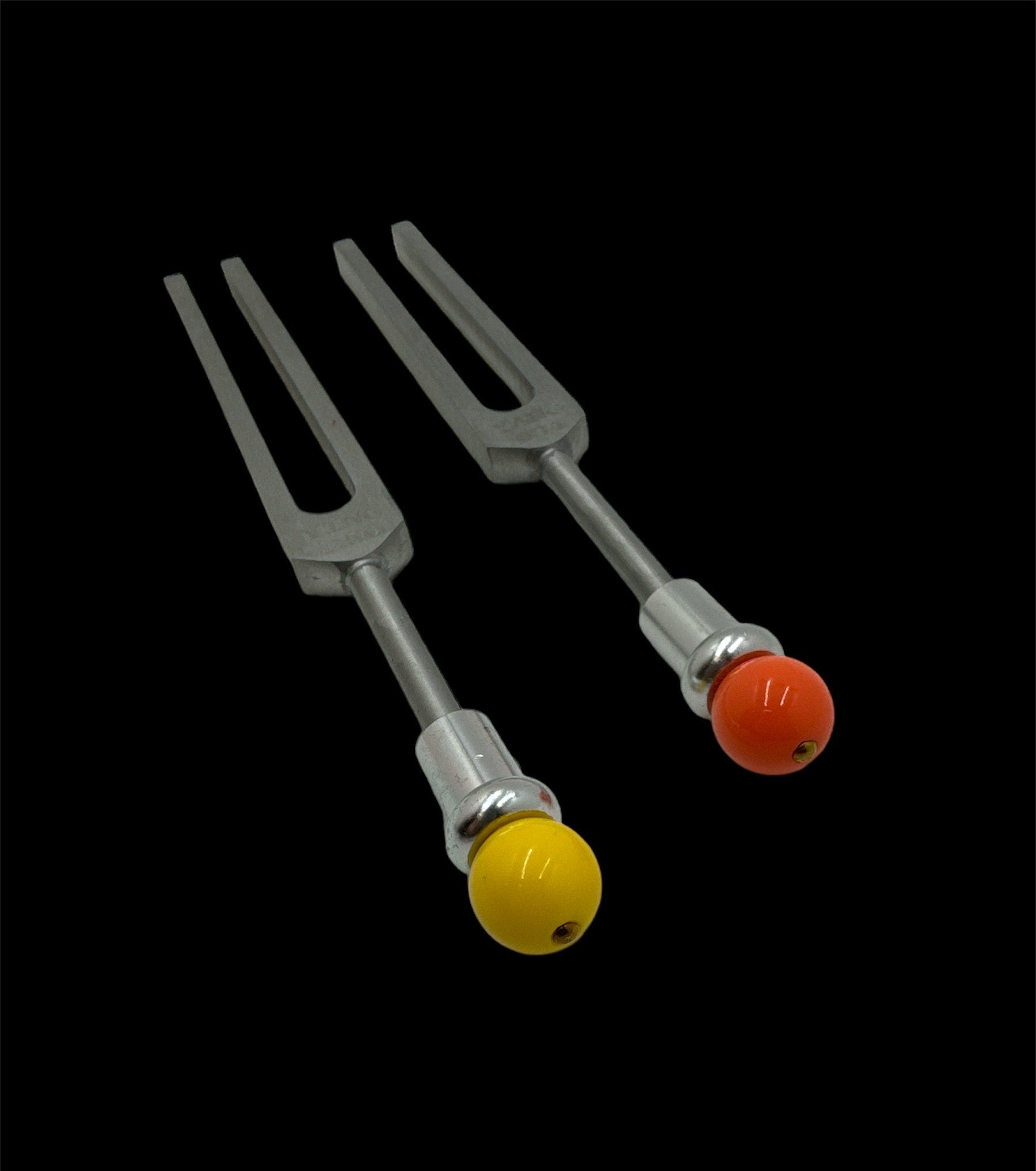 Unweighted Silver Color Ying Yang Tuning Fork Set for Healing C 256Hz and G 384Hz with Removable Gem Feet, Striker, and Storage Bag - Thecosmicaccess