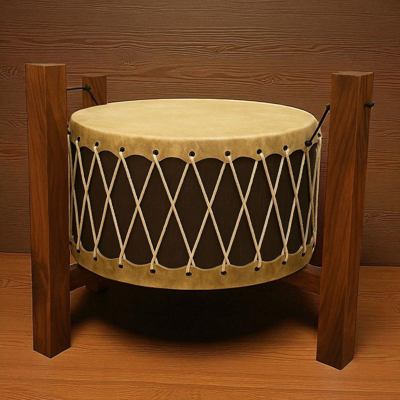 24" x 12" Pow Wow Drum Set with Stand & Sticks - Native Style Group Drum