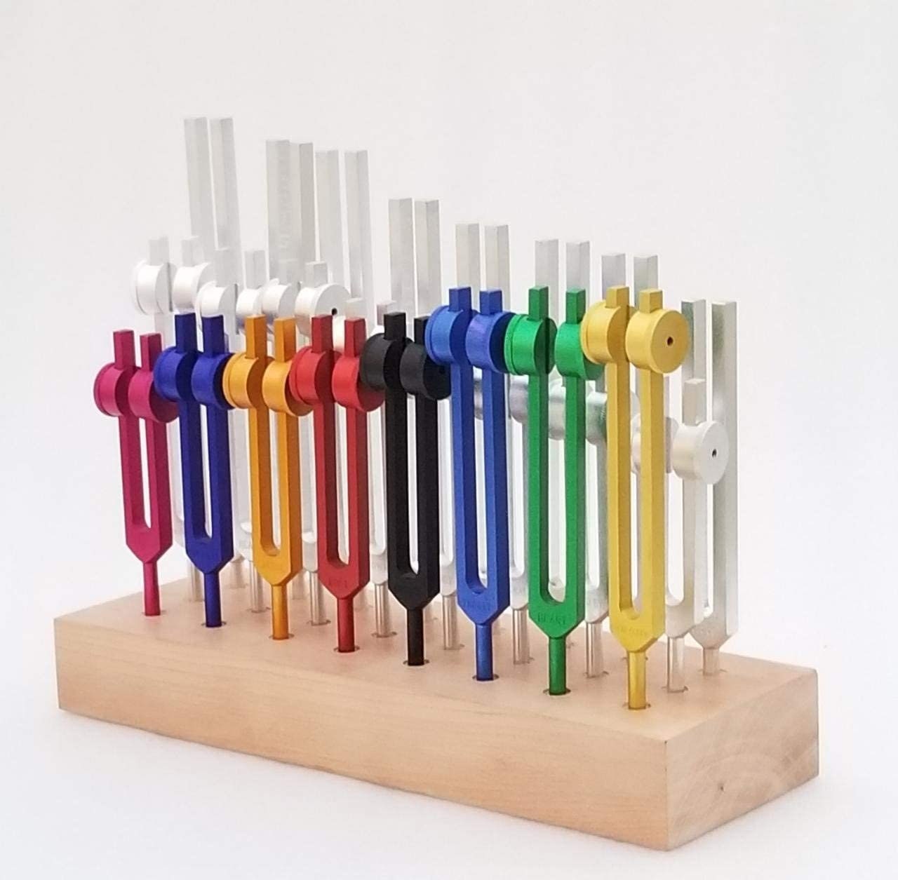Wooden Steam Beech Wood Solid Tuning Fork Holder Holds 24 Forks Heavy Weighs 5 lb ONLY STAND - Thecosmicaccess