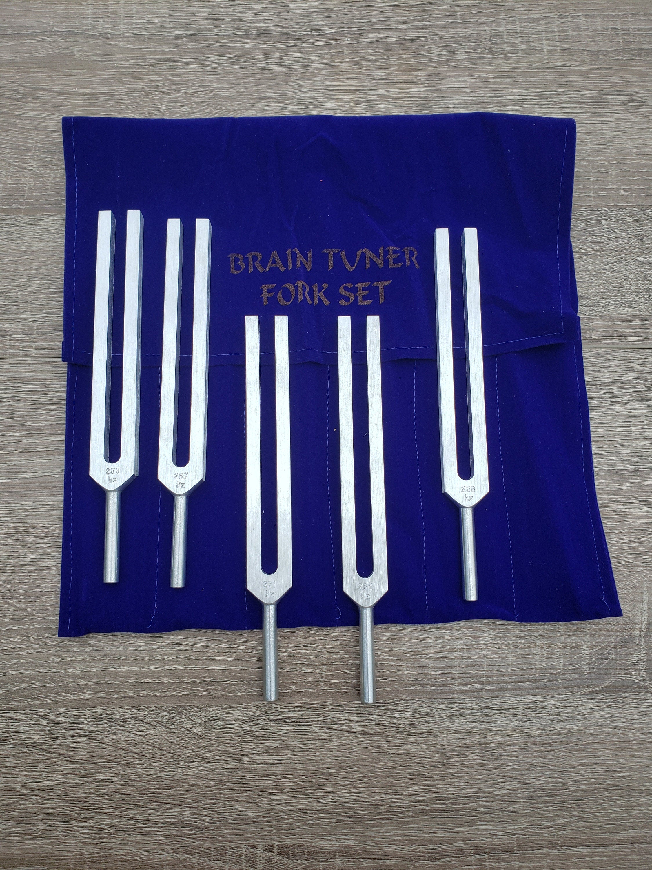 5 Set Tuning Forks for Brain Relaxation Energy Stimulation with Striker and Velvet Bag - Thecosmicaccess