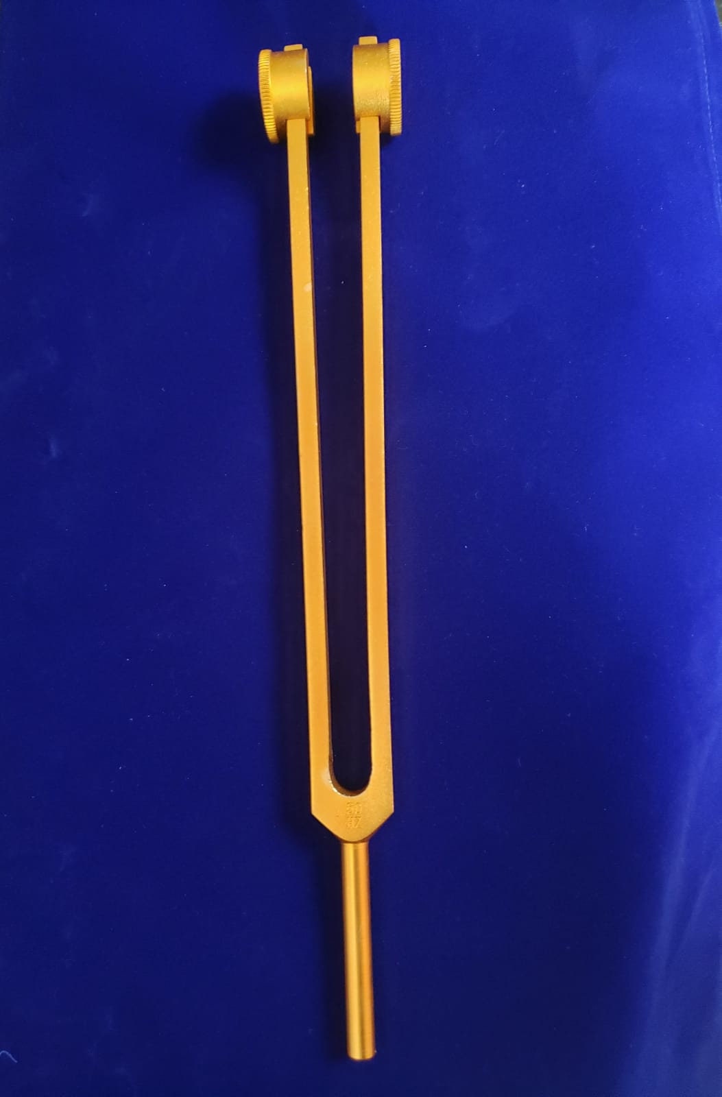 50Hz Gold Color Tuning Fork to Stimulate Nerve Healing with Mallet and Pouch - Thecosmicaccess