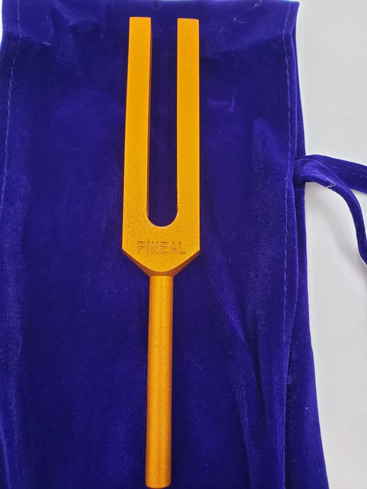 Pineal Gold Color Tuning Fork Kit with Striker and Velvet Pouch - Thecosmicaccess
