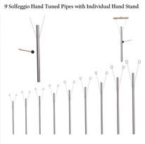 9 Sacred Solfeggio Healing Hand Tuned Pipes with 9 Mallets Individual Wooded Hand Stands LOUDER thank Tuning Forks - Thecosmicaccess