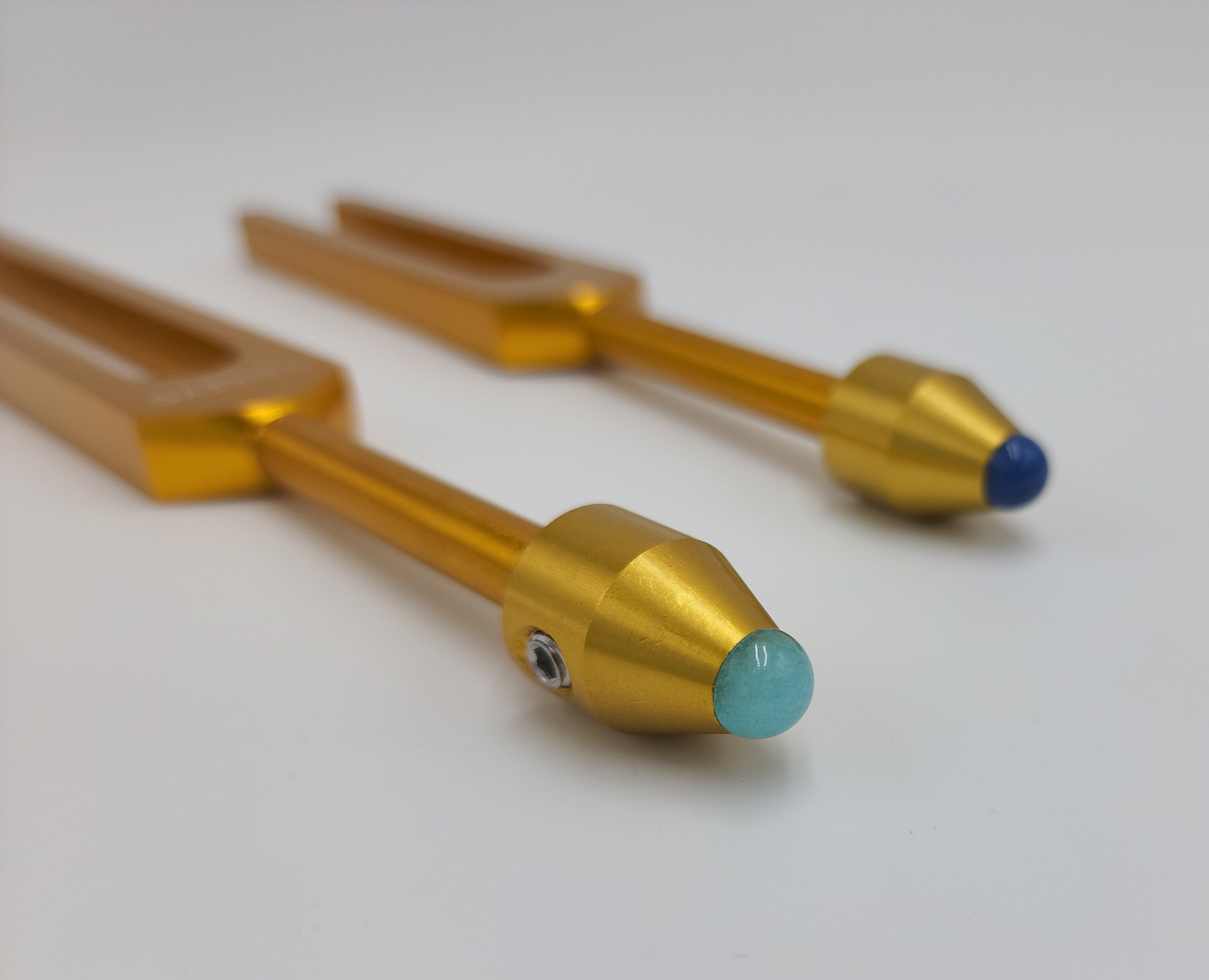 Gabriel and Genesis Gold Color Tuning Fork with Gem Feet for DNA Repair with Mallet and Pouch - Thecosmicaccess