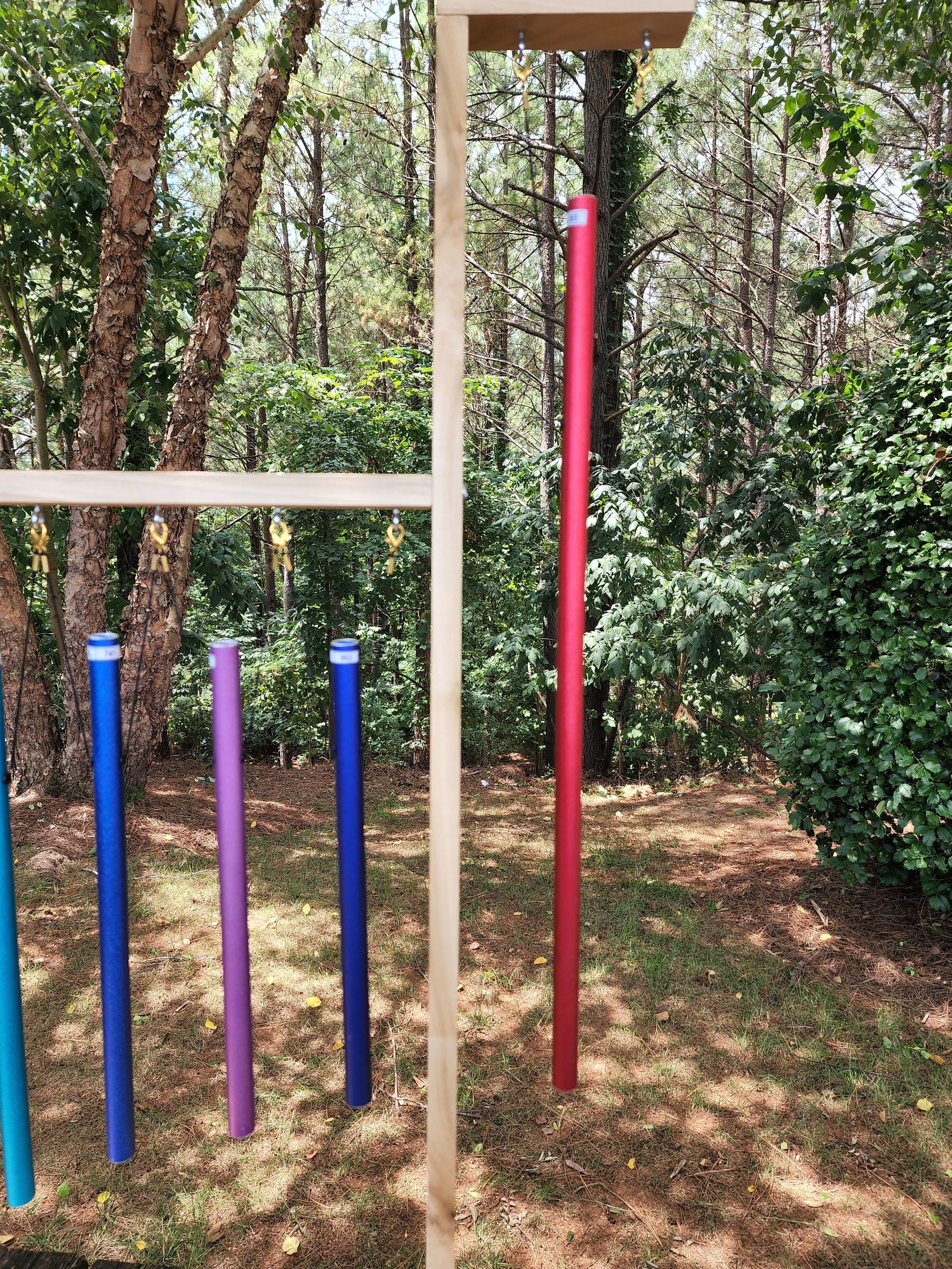 9 Color Sacred Solfeggio Healing Tuned Pipes Louder Than Tuning Fork with Large Wood Stand 9 Mallets and Individual Hand Held Wood Sticks - Thecosmicaccess