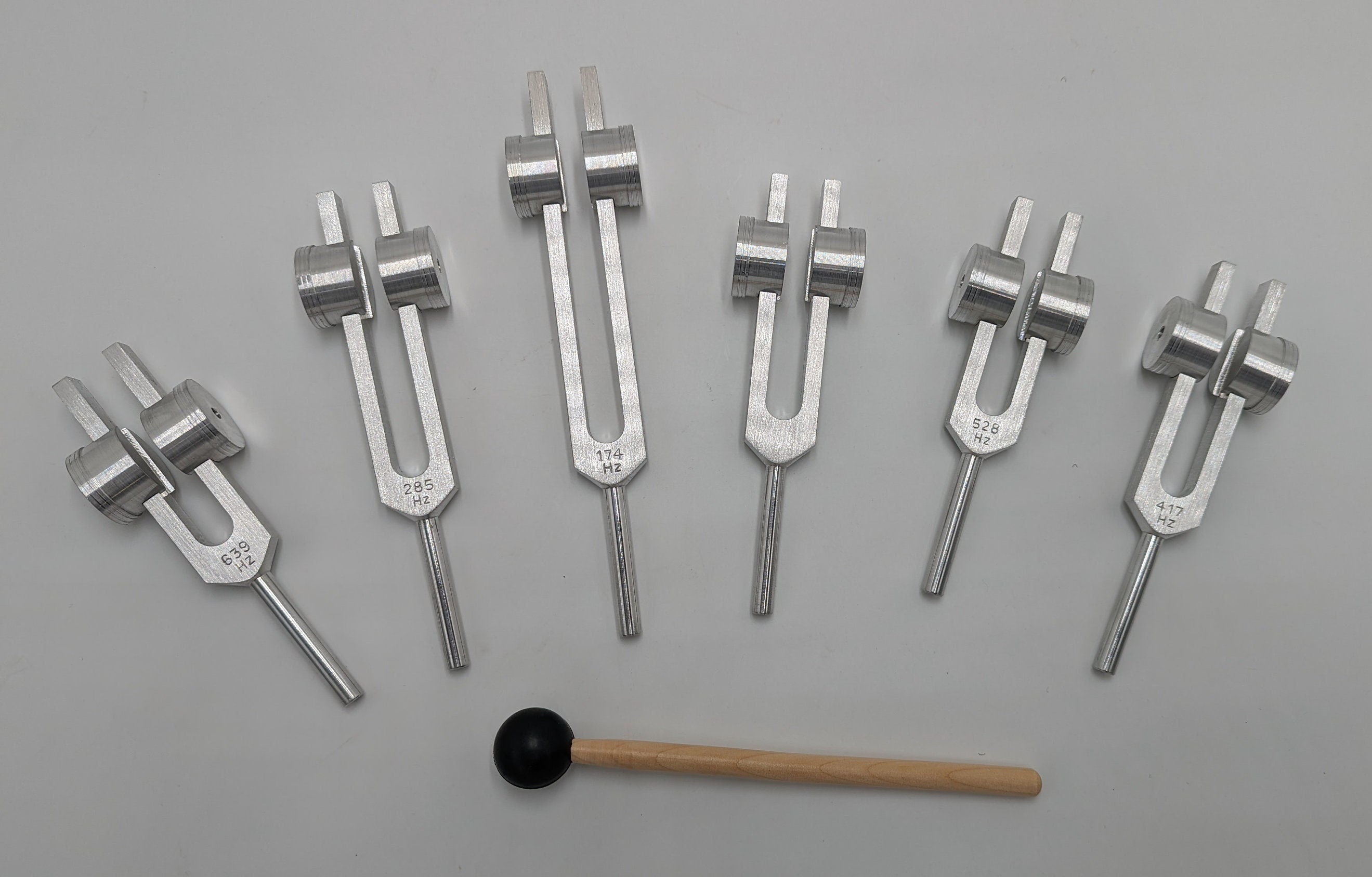 Sacred Solfeggio WEIGHTED Set of 6 Tuning Forks DNA Repair With Mallet and Velvet Bag - Thecosmicaccess